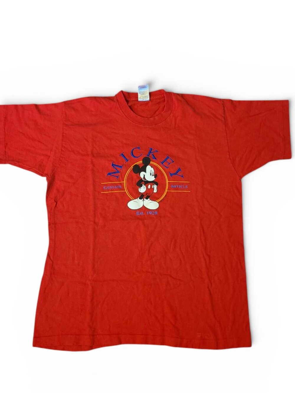 Vintage Disney Mickey Mouse Embroidered Red Short Sleeve Single Stitch T Shirt